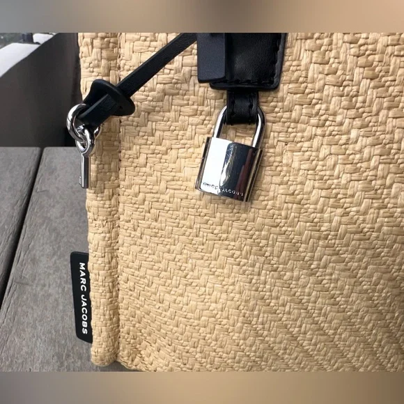 ✨ MARC JACOBS Raffia Mini Tote | Straw + Black Leather | Crossbody NWOT - Picture 6 of 15